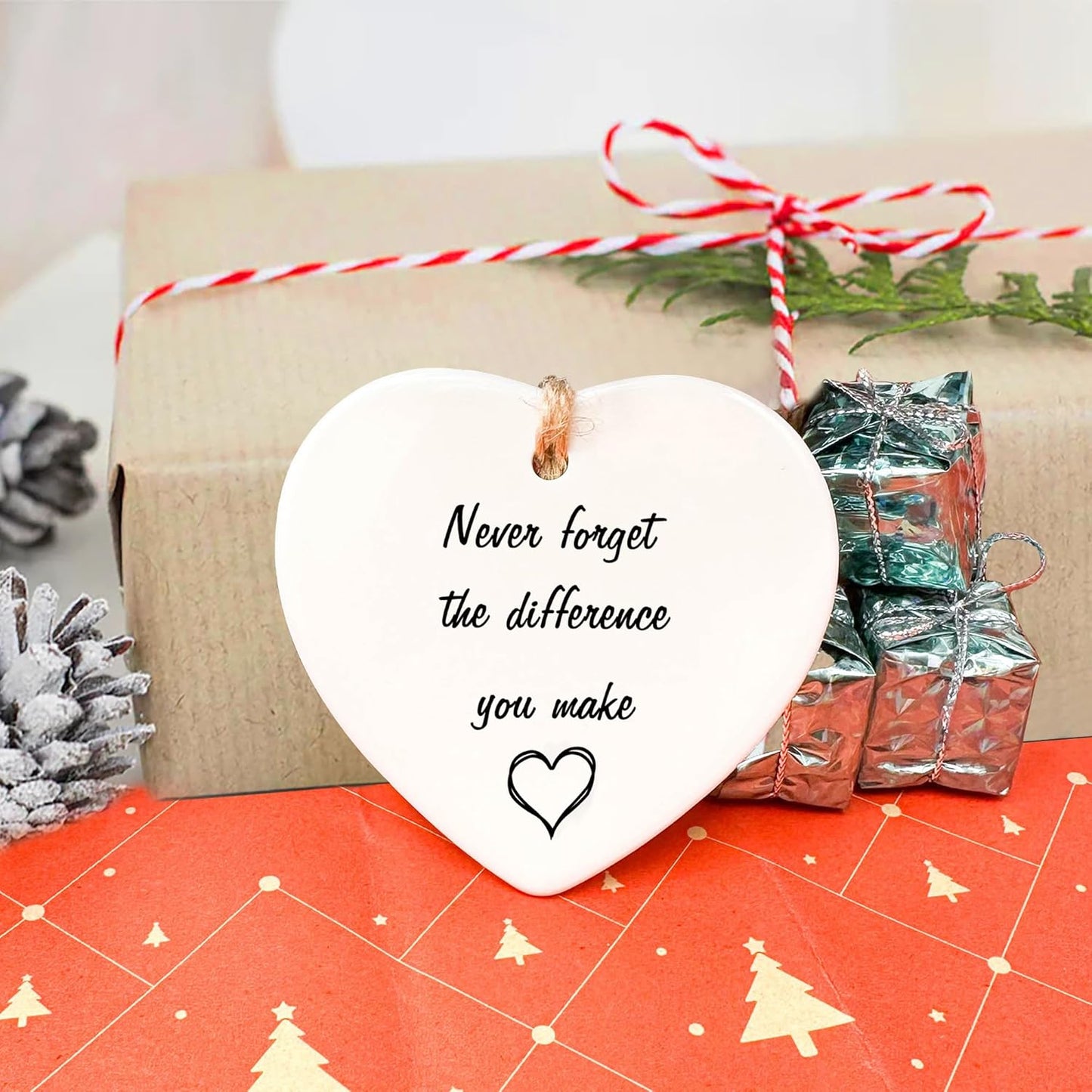 Thank You Gifts for Women Men - Never Forget The Difference You Make Ceramic Ornament Keepsake Appreciation, Retirement Gifts for Women Men, Farewell, Goodbye, Leaving Ideas for Coworker, Boss