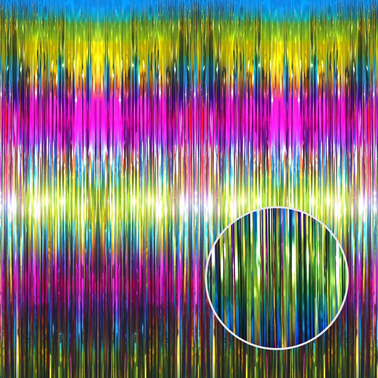 GOER 3.2 ft x 8.2 ft Metallic Tinsel Foil Fringe Curtains Party Photo Backdrop Party Streamers for Birthday,Graduation,New Year Eve Decorations Wedding Decor(5 Packs,Macaroon Rainbow)