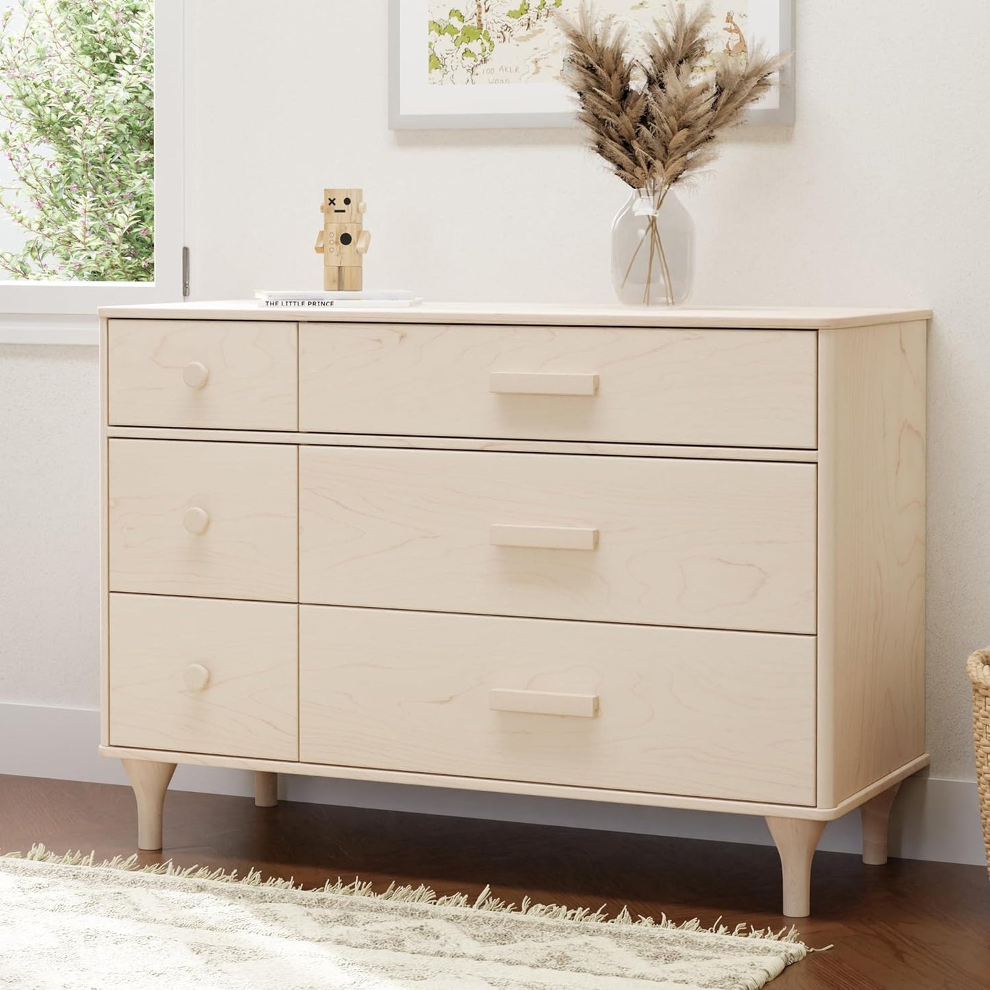 Babyletto Lolly 6-Drawer Assembled Double Dresser in Washed Natural, Greenguard Gold Certified
