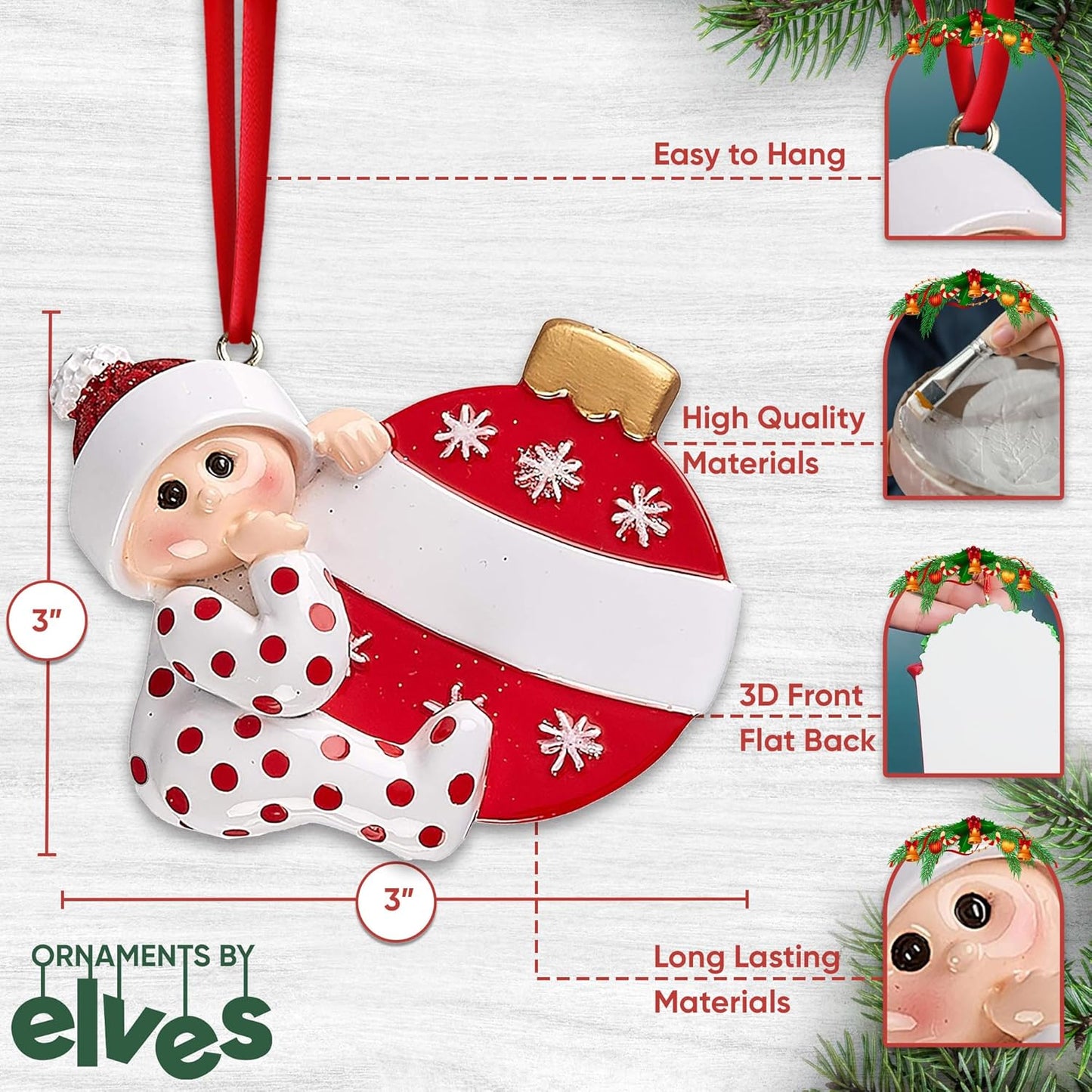 Personalized Babys First Christmas Ornament 2025 | Custom Name & Year | Ball Baby in Pajamas | New Mother, Grandchild & Baby’s 1st Holiday Tree Decorations, Stocking Gift, Newborn Keepsake, Boy & Girl