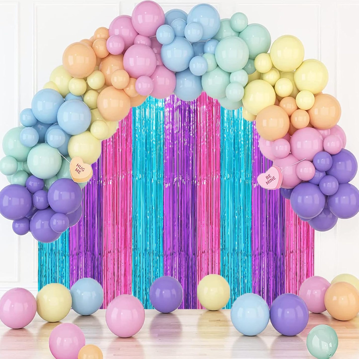 3 Pack 3.3 x 8.2 ft Blue Purple Pink Foil Fringe Backdrop Curtains, Tinsel Streamers Party Decorations, Fringe Backdrop, Door Shimmer for Mermaid or Birthday Party