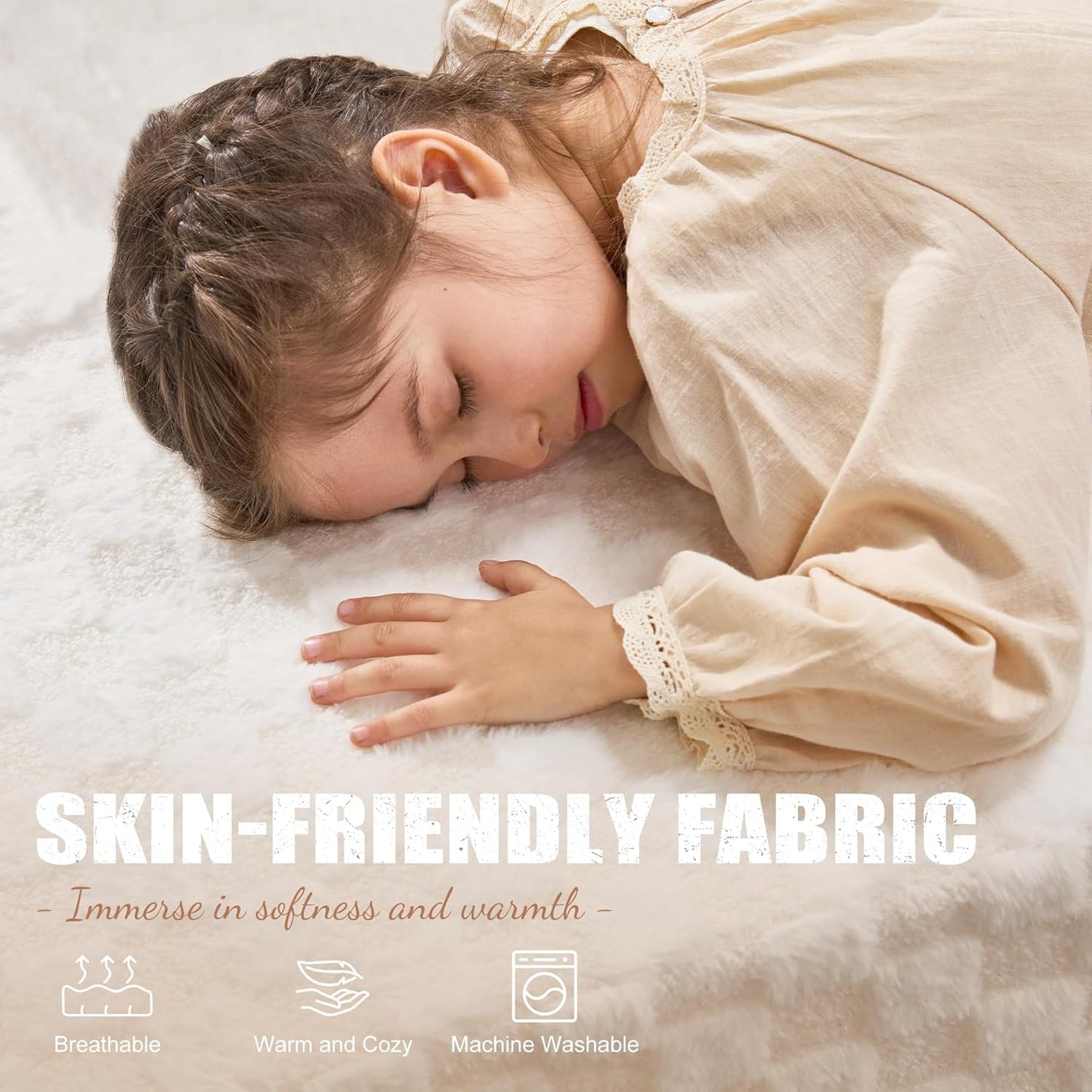 Hobestluk Rectangle Ottoman Memory Foam Footrest for Couch with Removable Cover Large Floor Seating for Adults Ottoman Coffee Table for Living Room, Bedroom or Office (Plush White, Footrest)