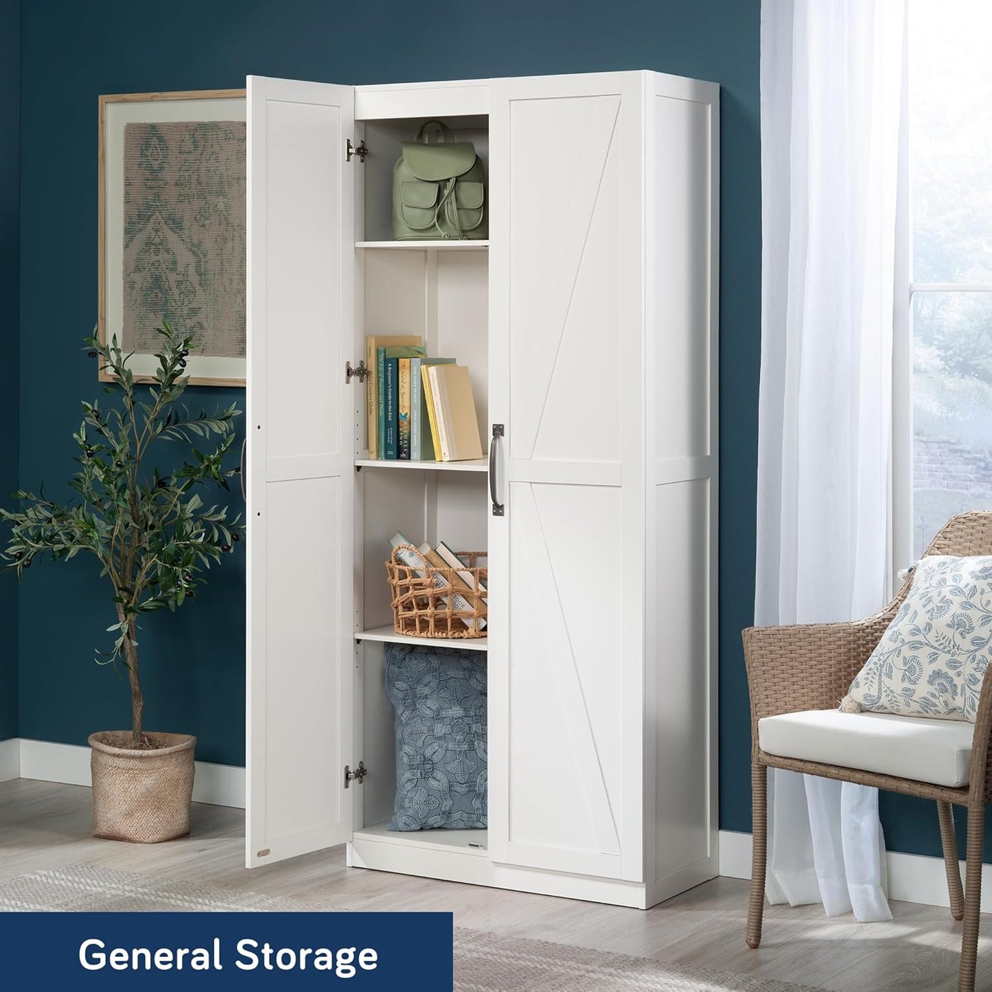 Sauder Miscellaneous Storage Cabinet, White Finish