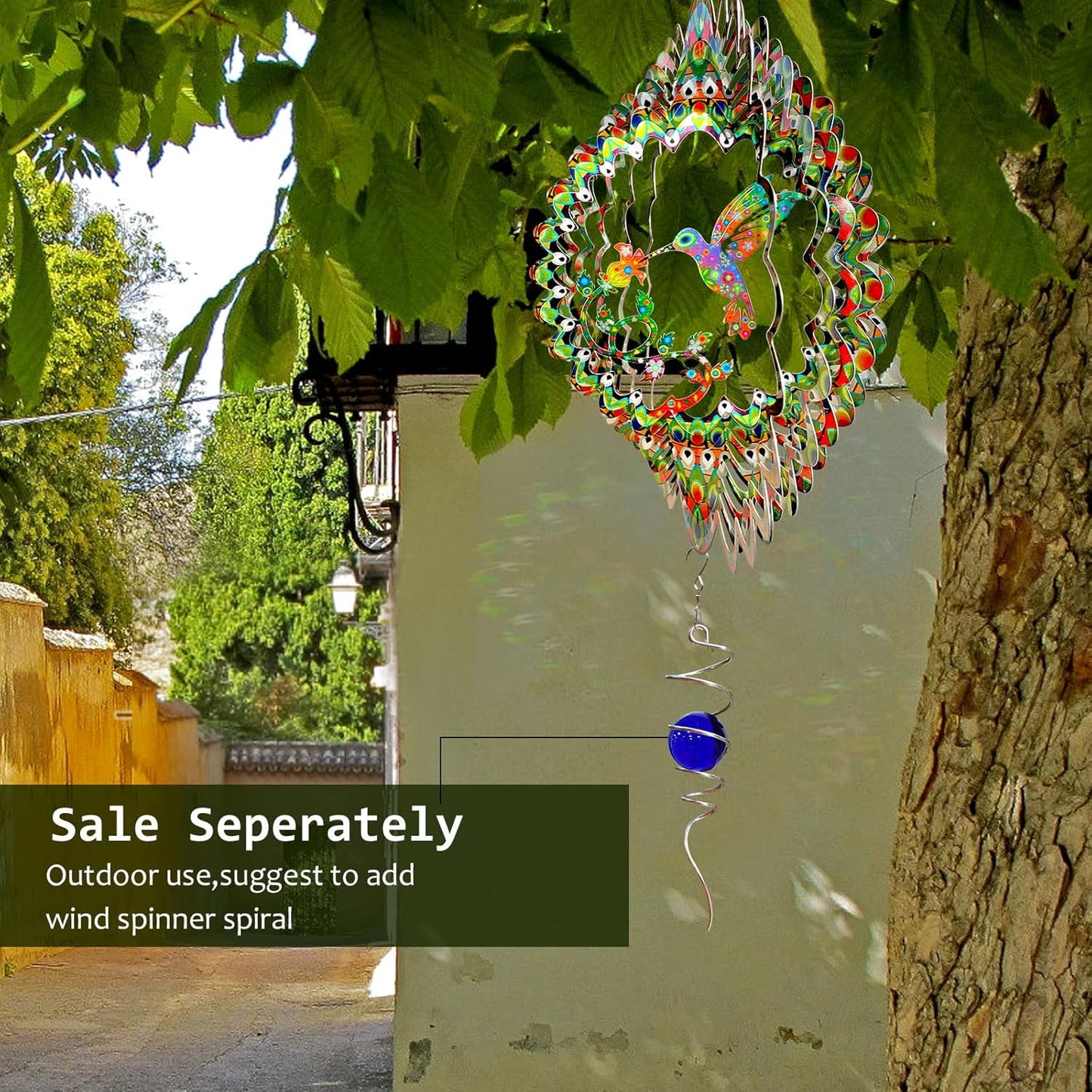 Hummingbird Wind Spinner for Yard and Garden,12in 3D Wind Spinner Hummingbird Gift for Women/Mother/Father/Men,Hanging Bird Wind Catchers Kinetic Yard Art Ornaments Outdoor Wind Sculptures