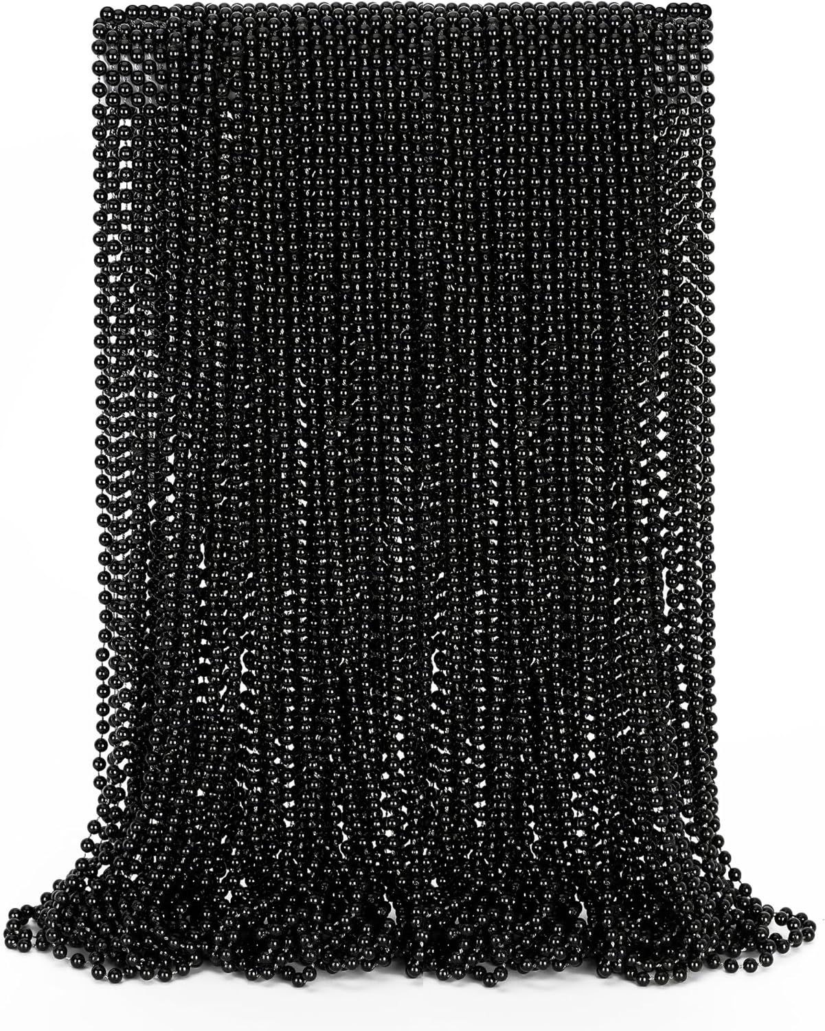 50PCS Bead Necklace, Black Mardi Gras Bead Necklace Party Favors, 33" Metallic Halloween Round Beaded Bulk, Festival Parade Throw Accessories for Mardi Gras Carnival Halloween Party Supplies Decor