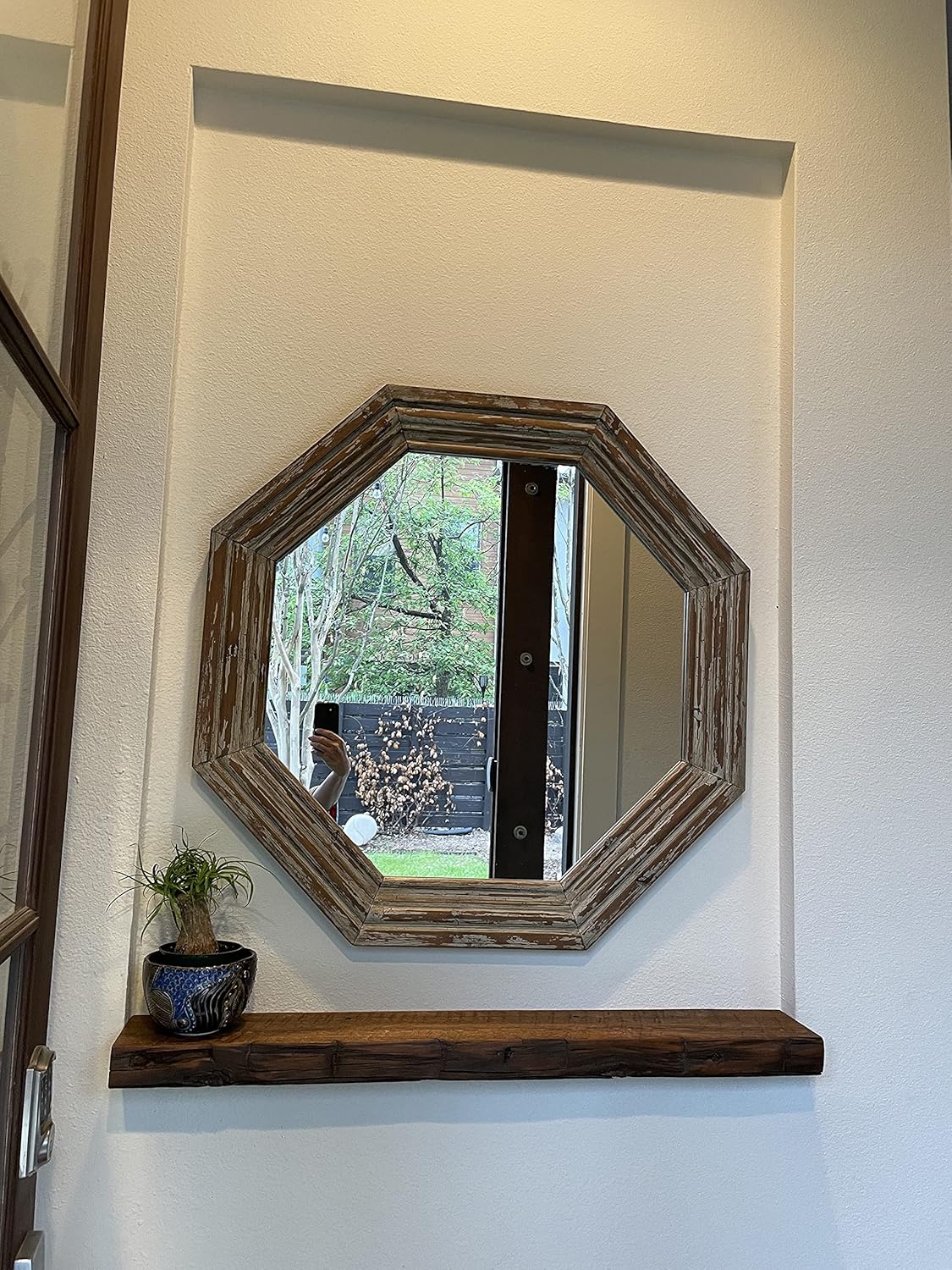 joelsantiques Floating Shelf, Wood Wall Shelf, Natural Wooden Home Decor for Bathroom Kitchen Bedroom, Hanging Mounted Invisible Bracket (Medium Brown, 7" Deep x 42" Wide)