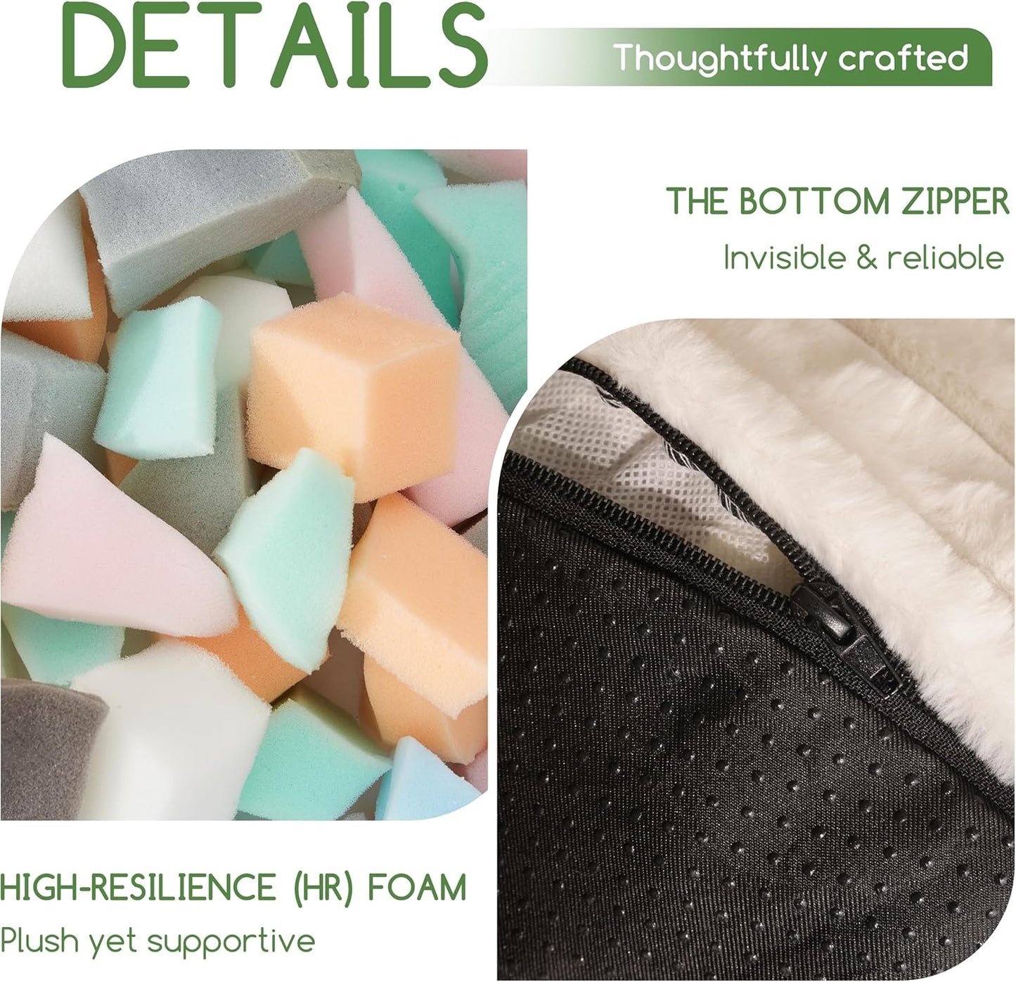 HIGOGOGO Round Stuffed Pouf Ottoman, Stripe Faux Fur Poufs with Foam Chunk Filling, Furry and Fluffy Pouf Foot Stool Storage Ottoman, 20 X 15 Floor Poufs Foot Rest for Living Room, Beige