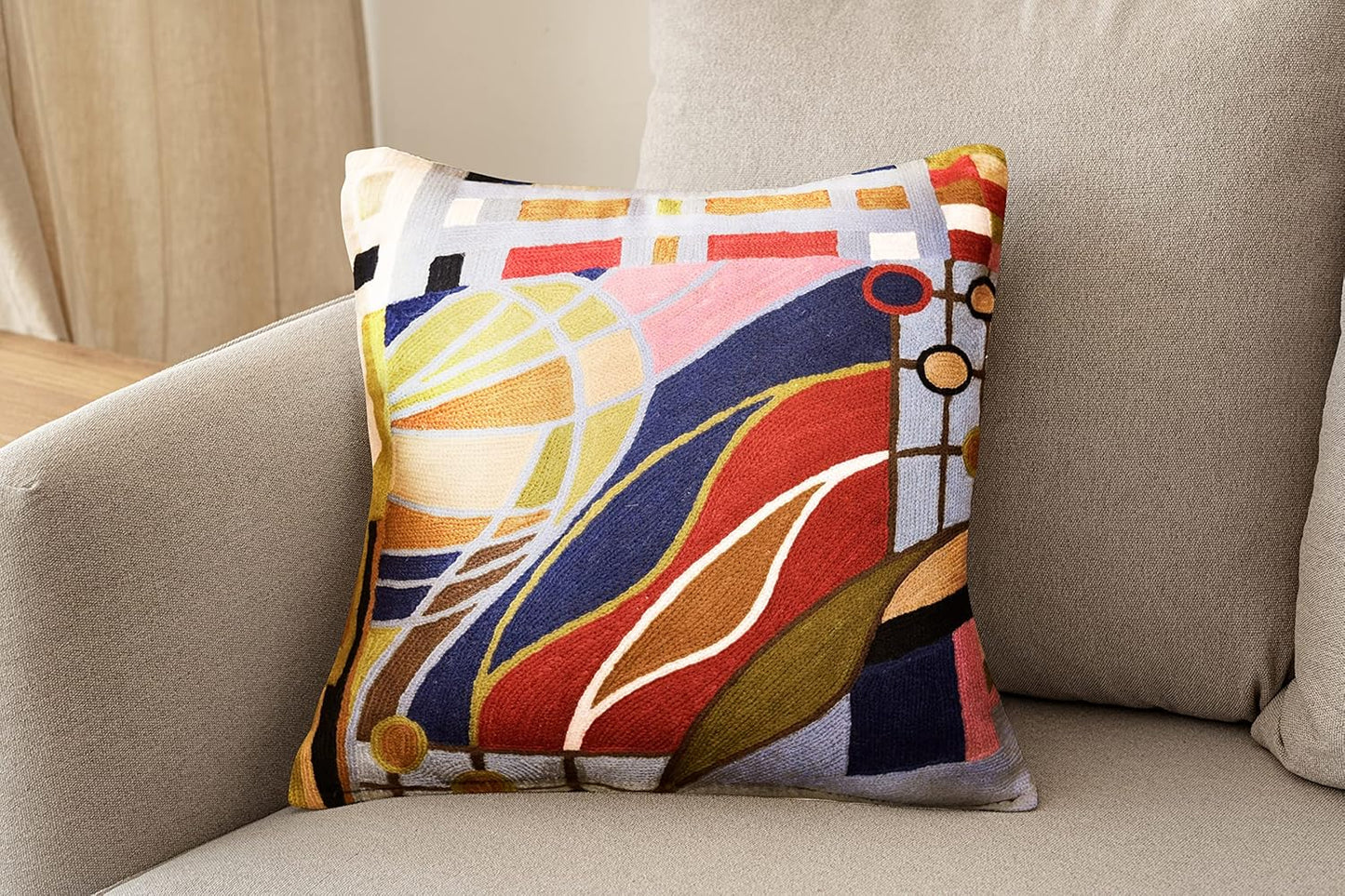 Hundertwasser Modern Pillow Cover Contemporary Pillowcase Accent Outdoor Pillows Abstract Couch Cushion Farmhouse Throw Pillows | Mid Century Chair Cushions | Handmade Wool Size 18x18