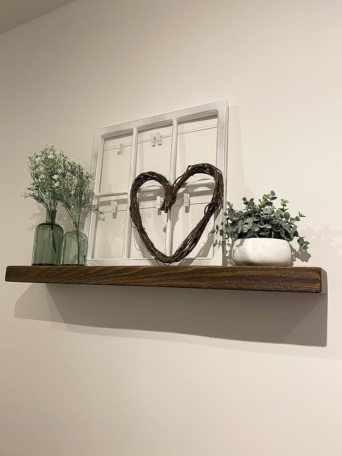 joelsantiques - 54 Inch Wooden Floating Shelves for Wall - 54x6x2 in - Made of Natural Wood - Long Heavy Duty Rustic Wall Shelves for Bedroom - Perfect for Living Room, Kitchen - Medium Brown