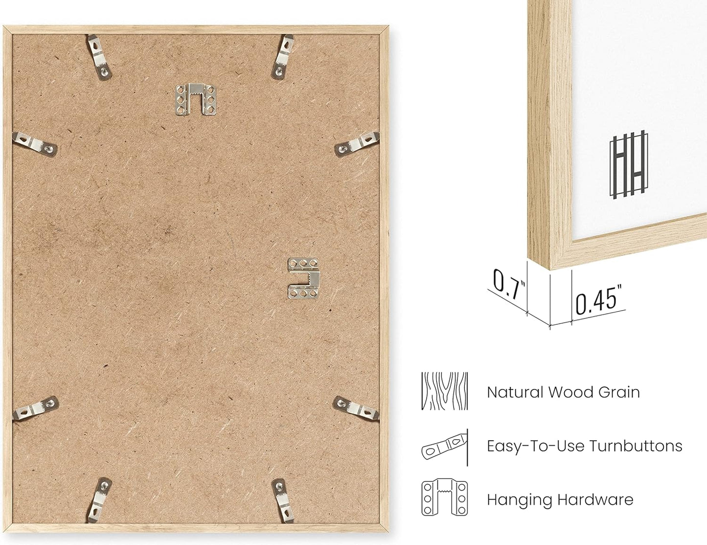 HAUS AND HUES Set of 4 Certificate Frames 8.5 X 11 - Picture Frames 8.5 X 11 Document Frames 8.5x11, Certificate Frames Multi Pack Wooden Picture Frames 8.5x11 Picture Frame (Beige Oak Frame)