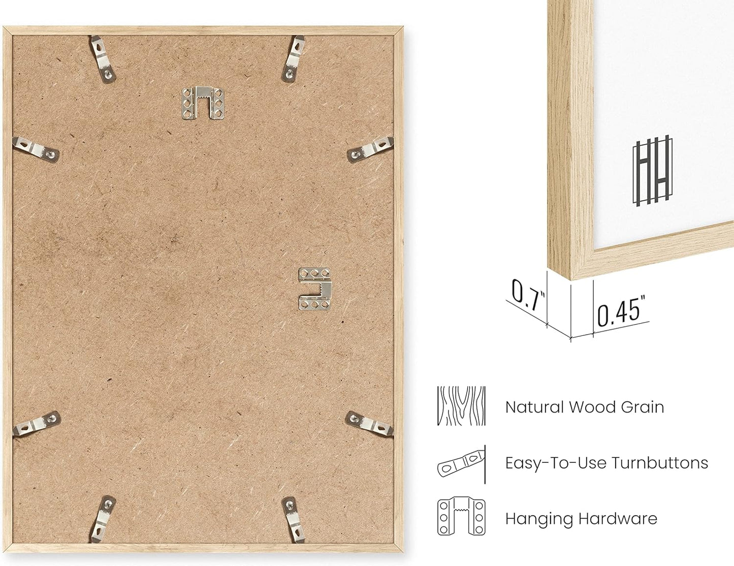 HAUS AND HUES Square Picture Frames 16 x 24 Set of 9 - Photo Gallery Wall Frame Set, Wood 16x24 Frames, 16 x 24 Frames Gallery Wall Set, 16x24 Frame with Mat, Square Frames 16x24 (Beige Oak Frames)