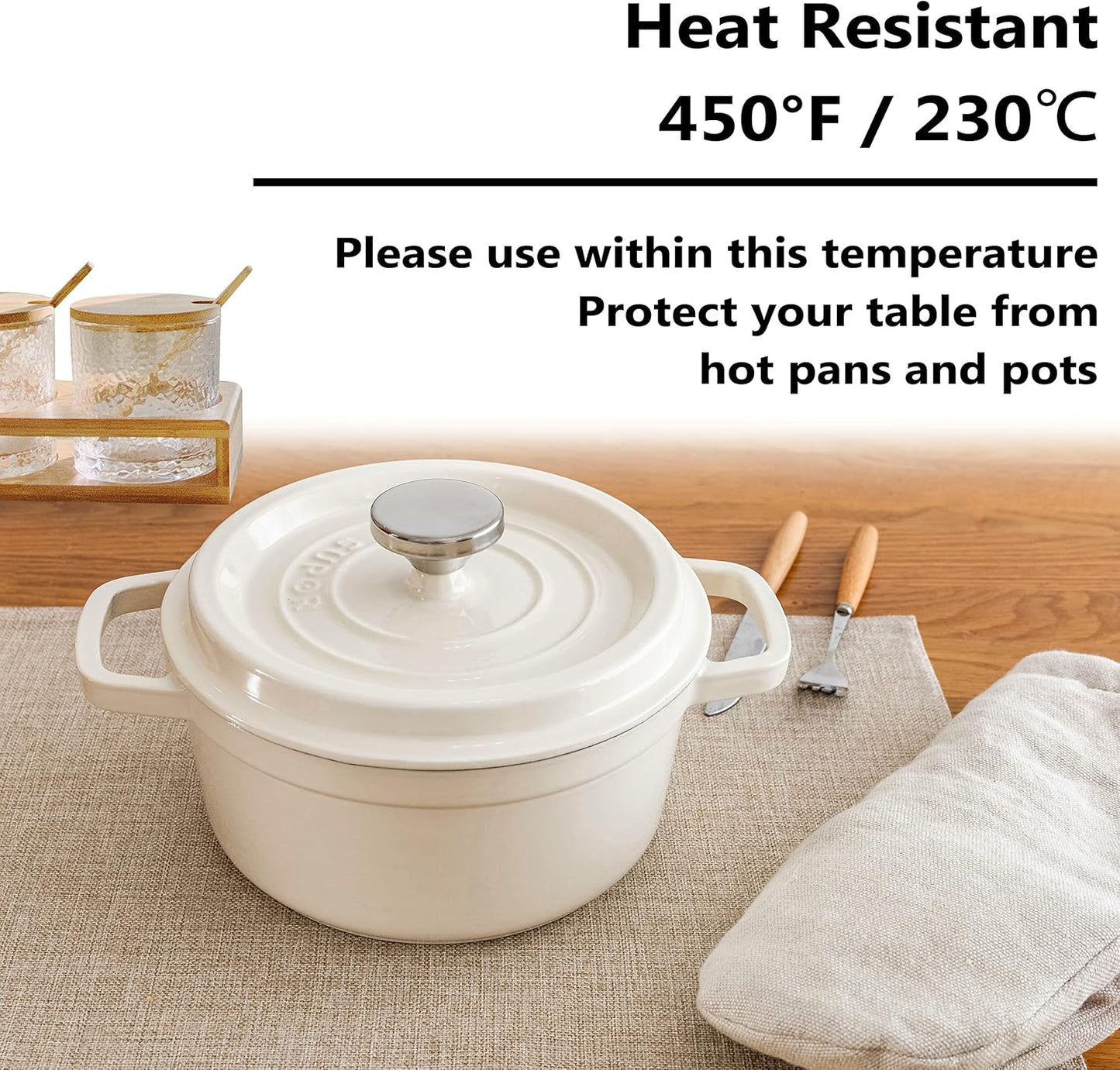 Home Brilliant Placemats Set of 8 Heat Resistant Dining Table Place Mats Plate Mat Cloth Placemats Kitchen Table Mats Indoor Outdoor, Light Linen