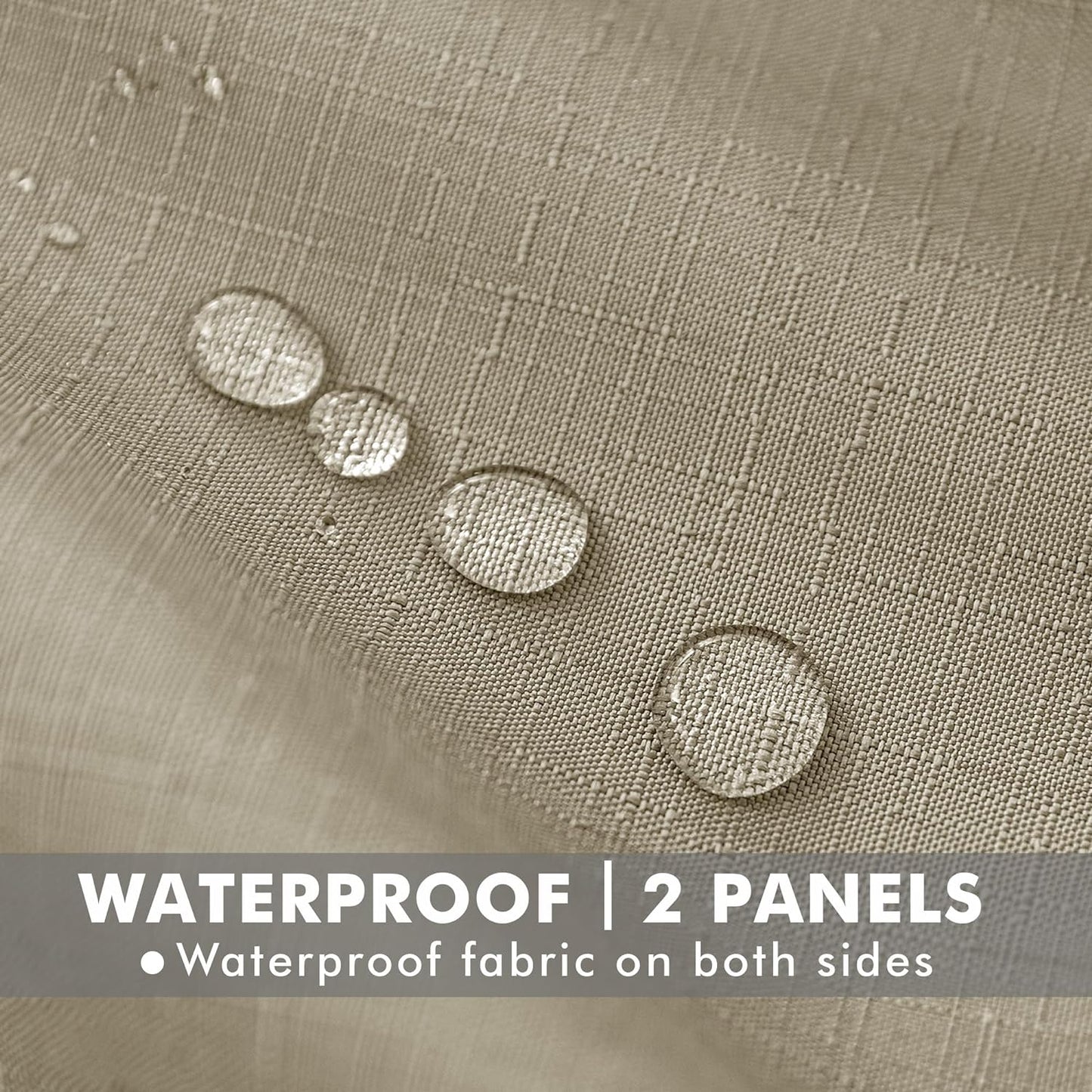 HolidayIdeas Outdoor Curtains for Patio Waterproof-4 Panels Linen Gazebo Curtains 54"x84"-Indoor/Outside Privacy Taupe Curtains Weatherproof Weighted for Pergola, Porch,Backyard,Living Room,Sunroom