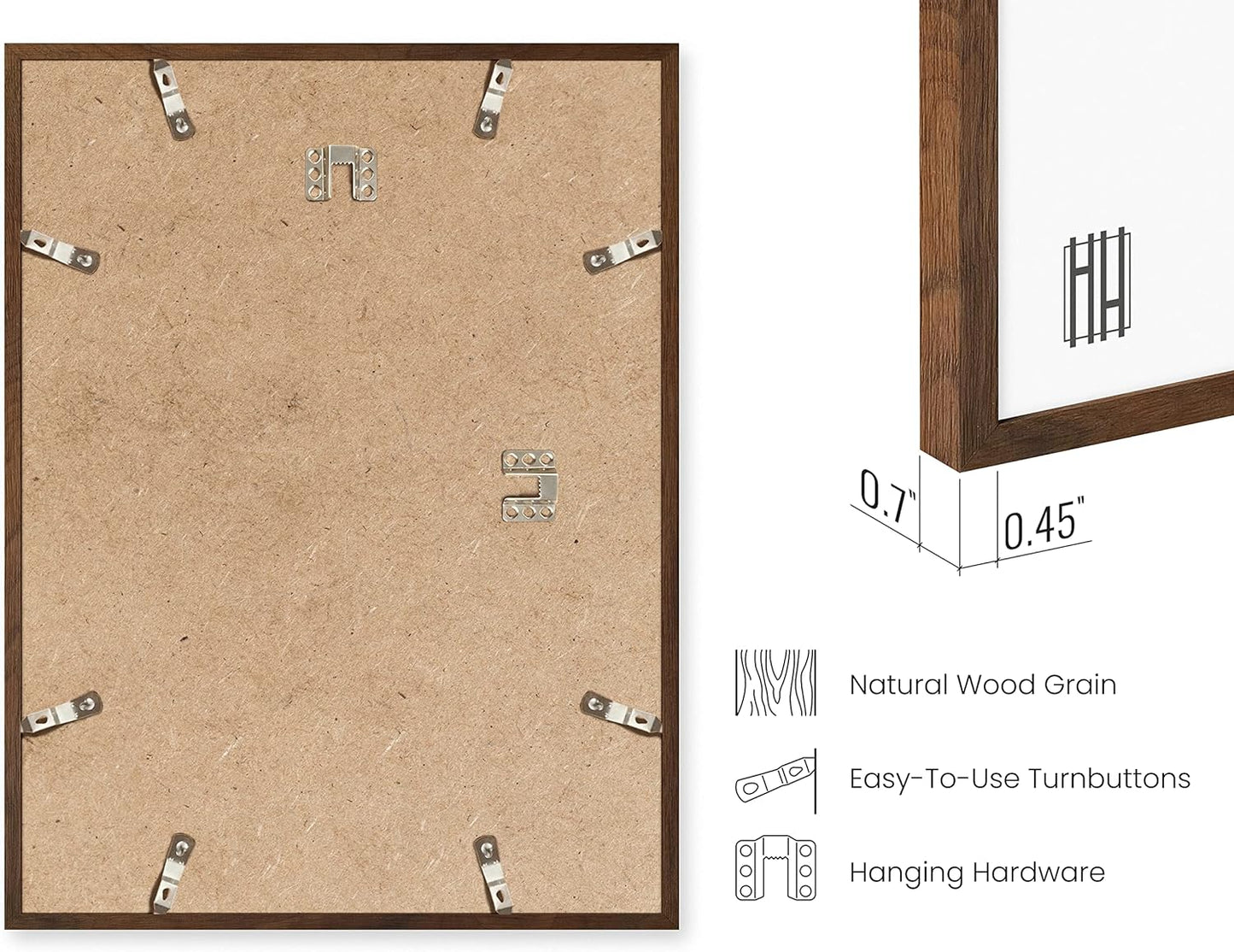 Haus and Hues Photo Frame Set - Set of 6 Picture Frame Set, Bulk Picture Frames, Frame Collage for Wall, Gallery Wall Collage Picture Frames for Wall Picture Frame Pack (Three 8x10, Three 11x14 Walnut)