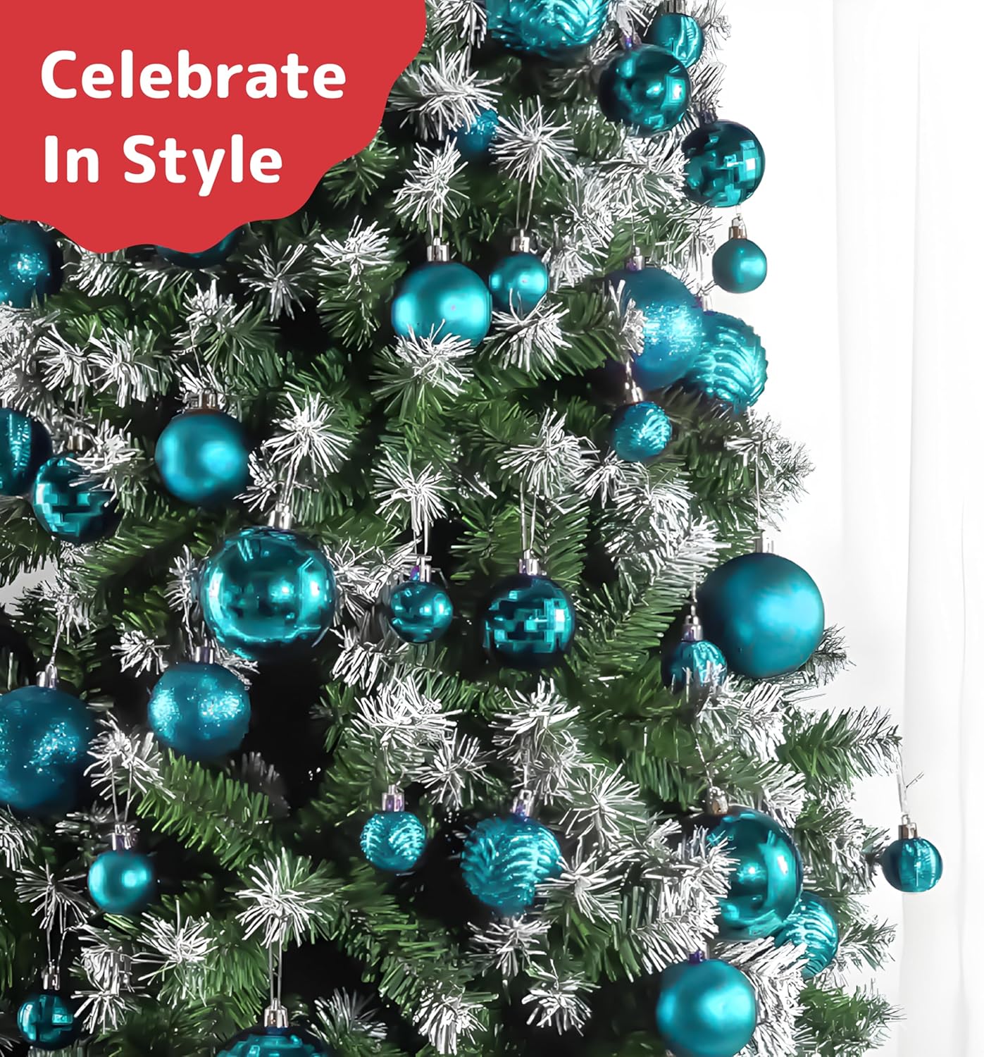 Prextex Christmas Tree Ornaments - Blue Christmas Ball Ornaments Set for Christmas, Holiday, Wreath & Party Decorations (36 pcs - Small, Medium, Large) Shatterproof