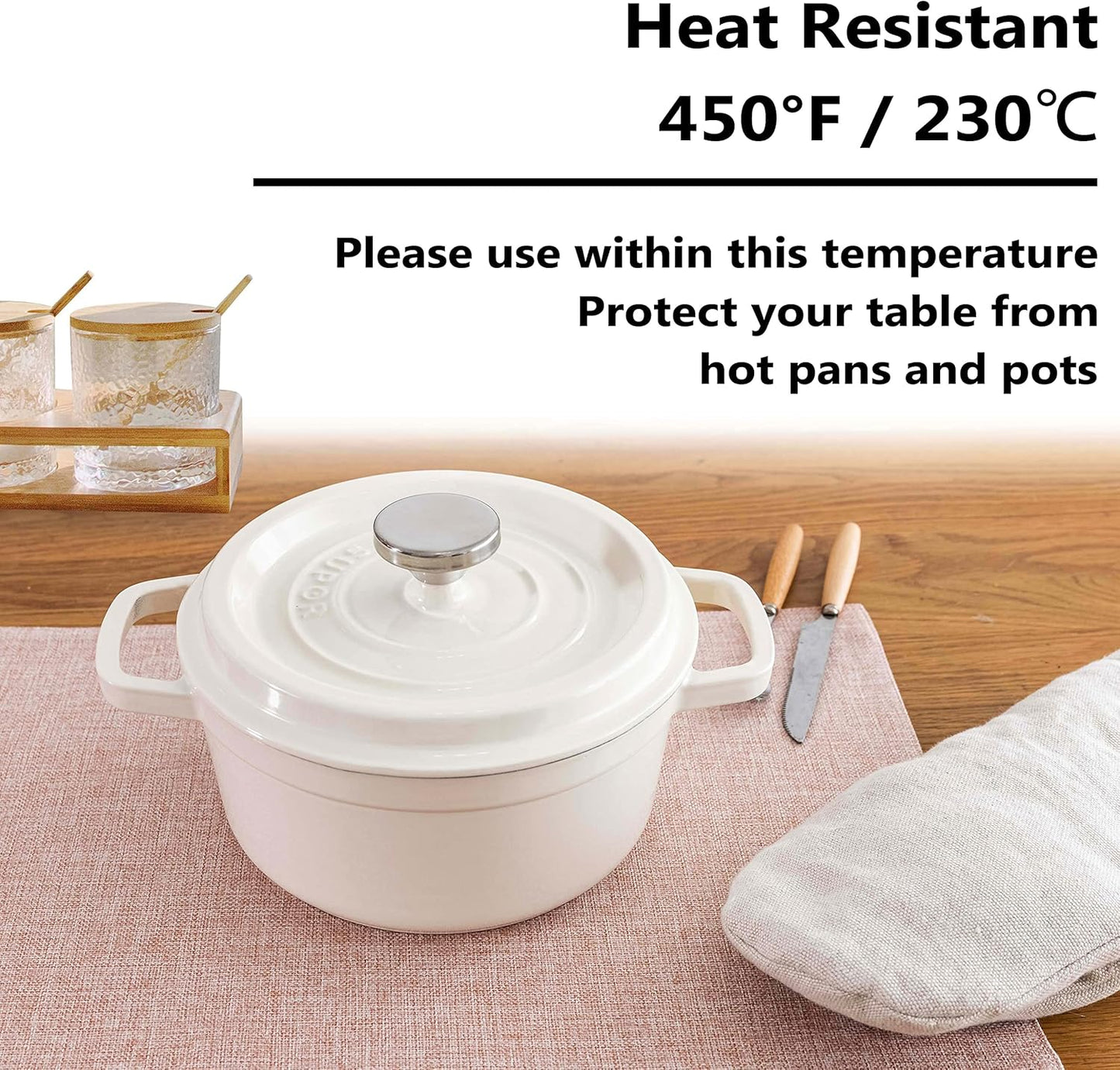 Home Brilliant Placemats Set of 8 Heat Resistant Dining Table Place Mats for Kitchen Table Party Dinner Decorations, 13 x 19 inches, Apricot Pink