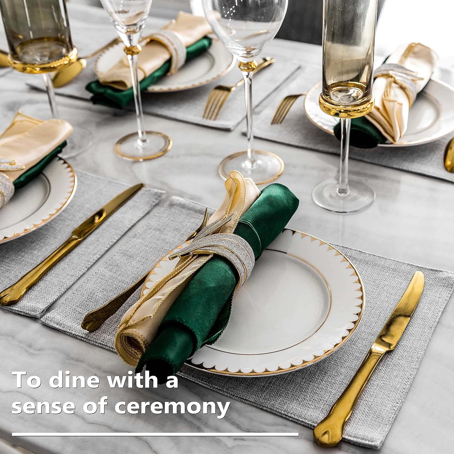 Home Brilliant Cloth Placemats Set of 6 Table Place Mats Light Grey Placemat Easy to Clean Heat Resistant Machine Washable Fabirc Placemats Coffee Table Mats for Dining Kitchen Table, Gray