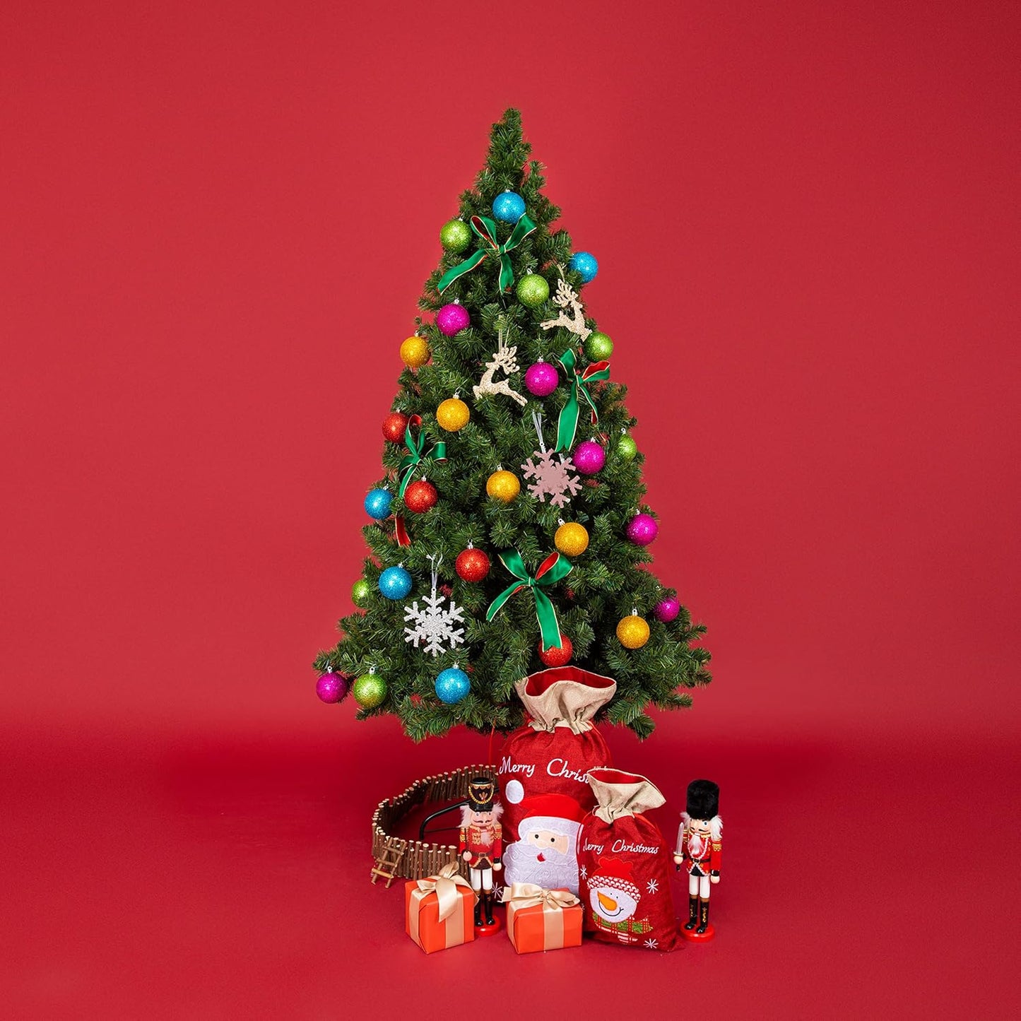 Every Day is Christmas Ornaments, Shatterproof Christmas Tree Ornament Set, Christmas Balls Decoration 35 Count (2.75"/70mm, Glitter Rainbow)