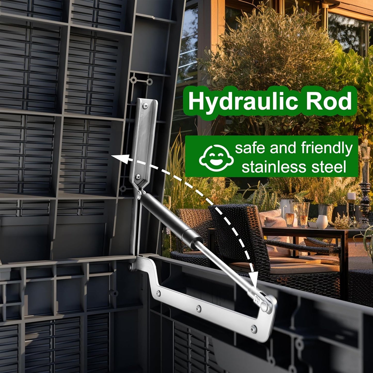 100 Gallon Outdoor Deck Box,Storage Lockable Waterproof Patio Furniture,Garden Tools,Cushions,Pool Accessories Outside Storage Resin Box(Black)