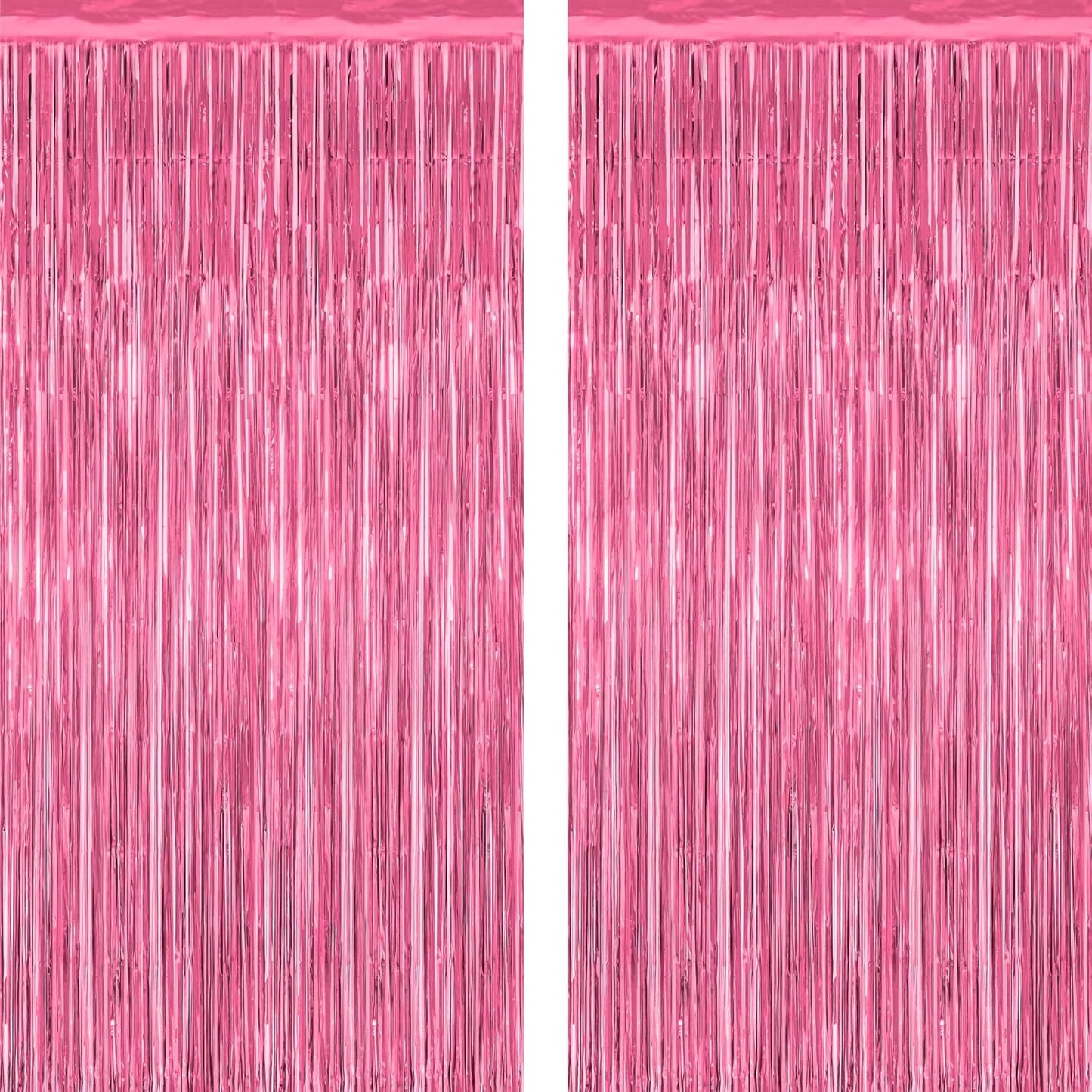 2 Pack Pink Party Decorations, 3.28 FT x 7.05 FT Pink Backdrop, Metallic Tinsel Backdrop Fringe Curtains Backdrop Curtains, Photo Backdrop Party Supplies Birthday Party Decorations