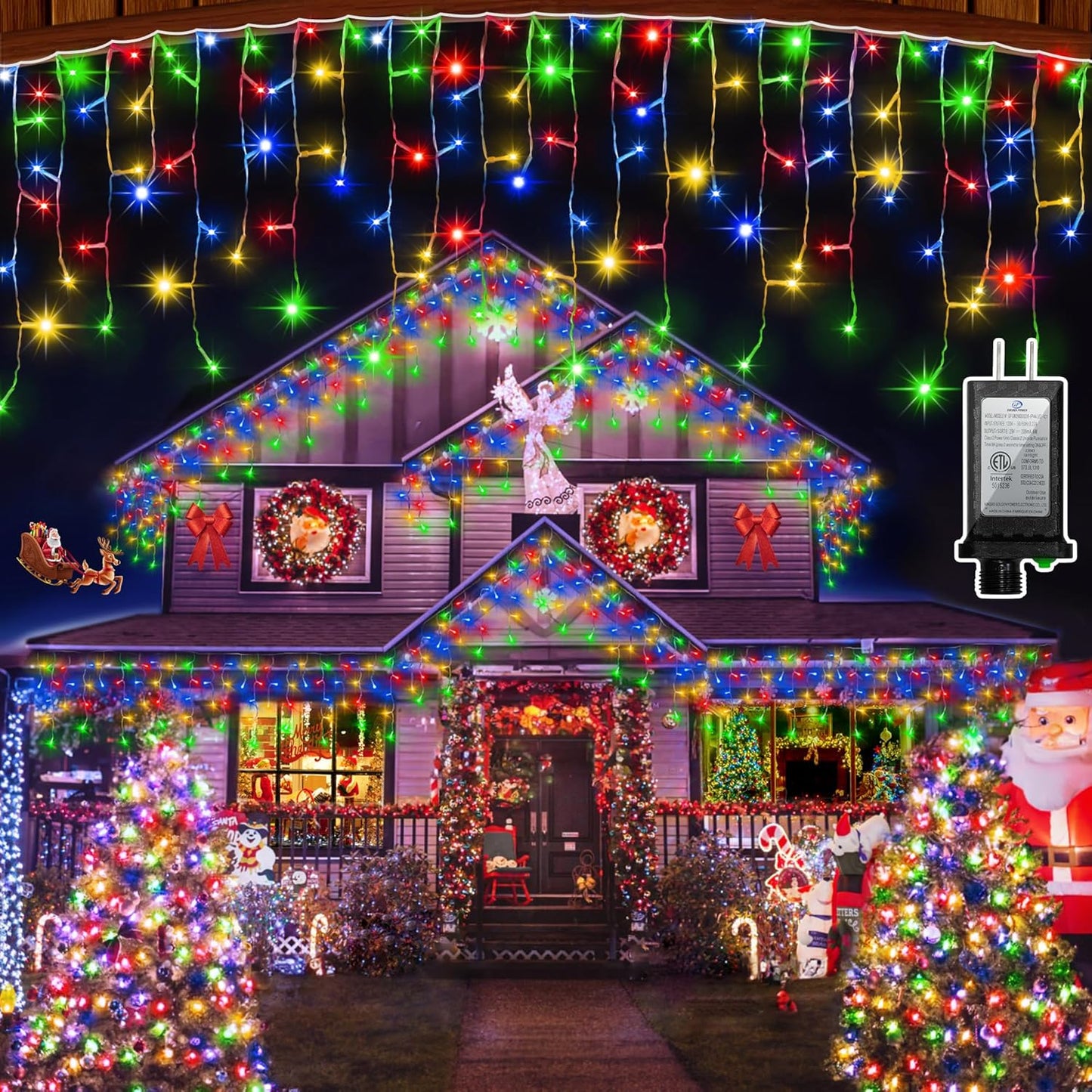 1620 LED Christmas Outdoor Lights with 360 Drops, 164ft Hanging Curtain Lights with 8 Modes Timer & Memory, Waterproof Christmas Fairy Lighs for House Roof Holiday Wedding Christmas Decor (Multicolor)