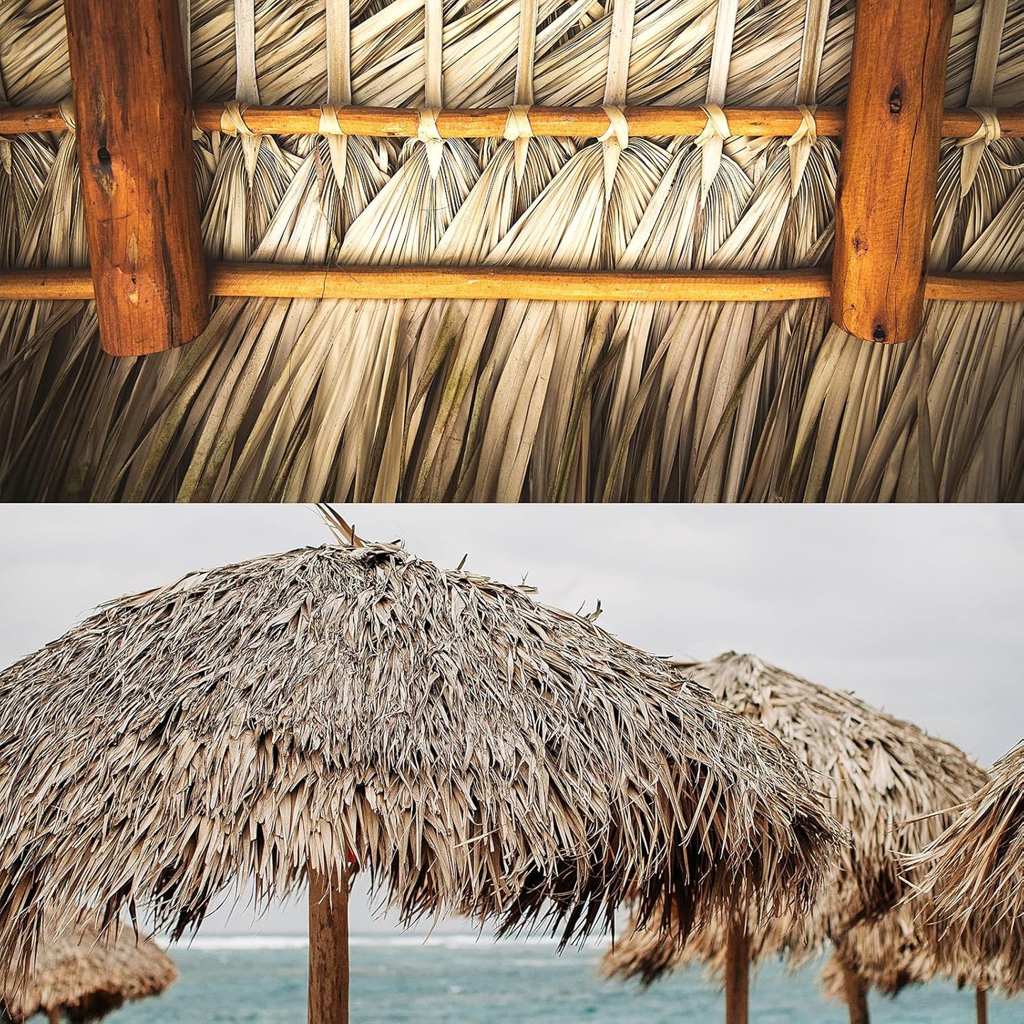 198'' x 16" Tiki Straw Roof Thatch –Mexican Style Artificial Palm Thatch Rolls,Tiki Bar Hut Grass Duck Boat Blinds Grass Runner Rolls Palapa Thatch Roofing for Garden Patio Umbrella Covers Fence Party