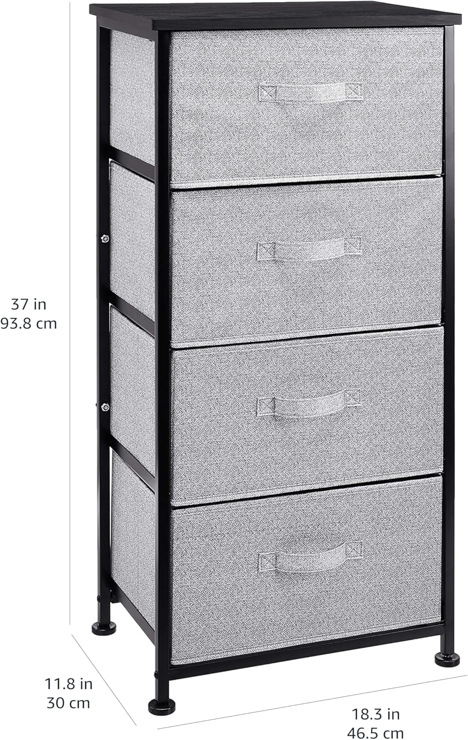 Amazon Basics Fabric 4-Drawer Storage Organizer Unit for Closet, Black