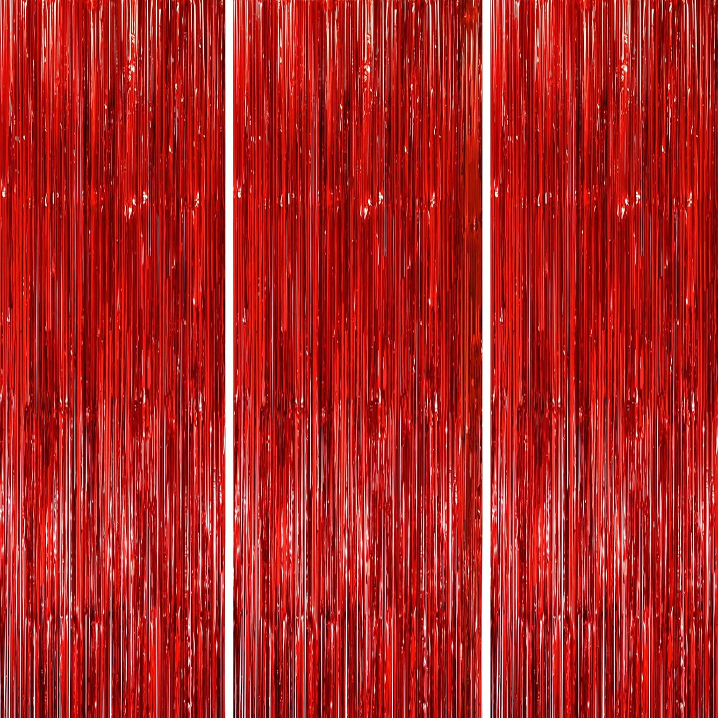 3 Pack 3.3x8.2 Feet Red Foil Fringe Backdrop Curtains, Tinsel Streamers Birthday Party Decorations, Fringe Backdrop for Graduation, Baby Shower, Gender Reveal, Disco Party