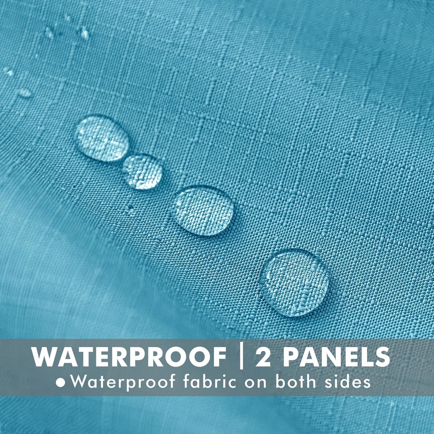 HolidayIdeas 4 Panels Linen Outdoor Curtains for Patio Waterproof Teal Gazebo Privacy Curtains 110" Wide x 95" Long-Indoor/Outdoor Wide Curtains Weatherproof for Pergola, Porch, Backyard, Deck