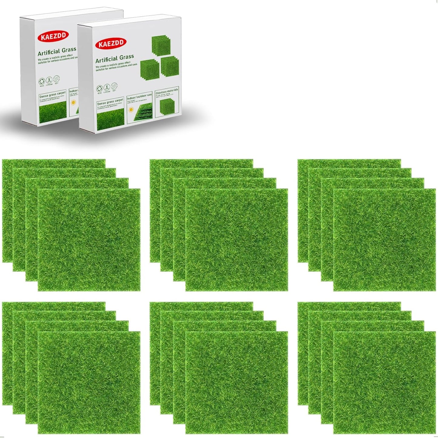 24 Packs 6 X 6 Inch Fake Grass Decor for Crafts, Artificial Grass for Dollhouse Miniature Ornament Projects, Model Turf Grass for DIY Fairy Garden Accessories and Decor Kit