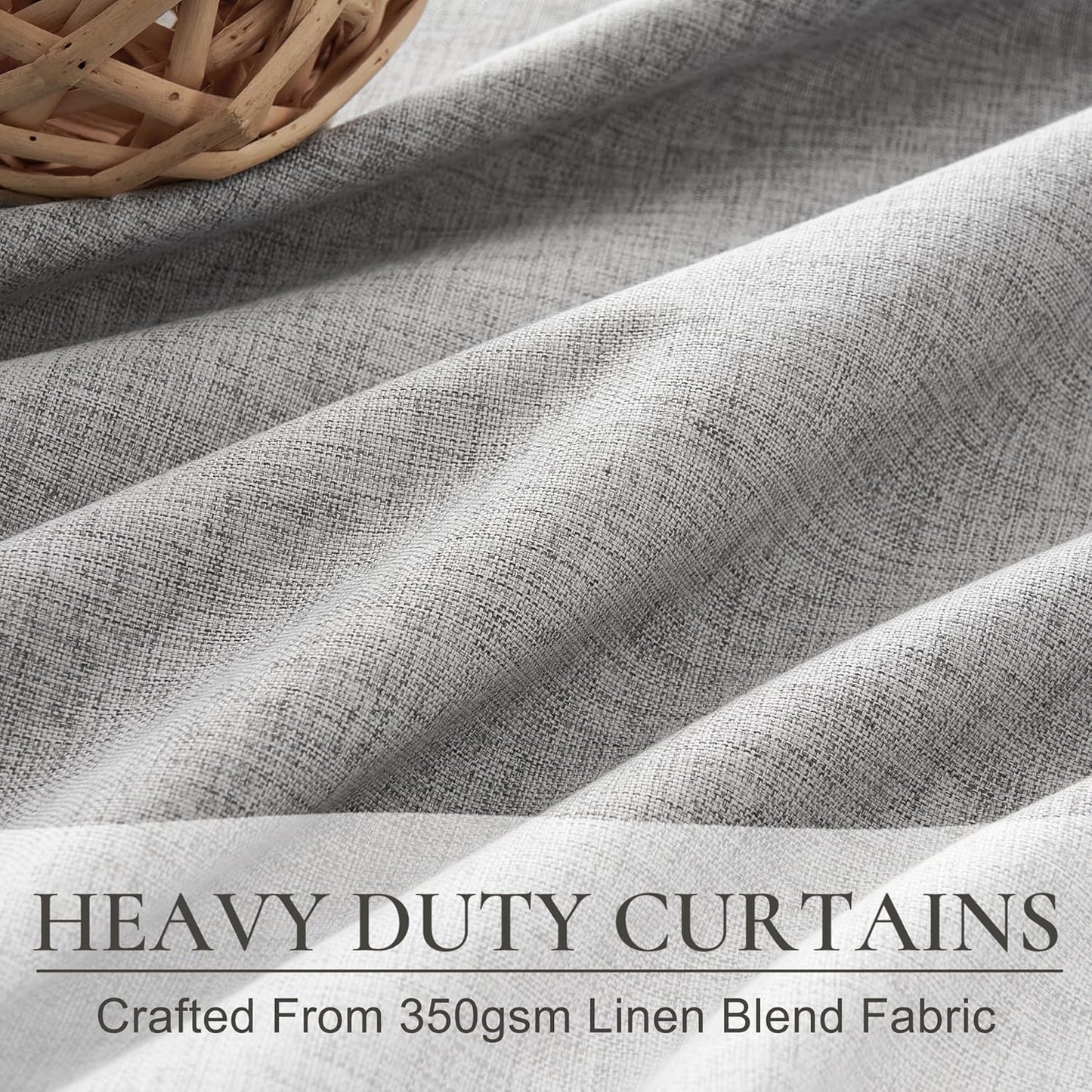 Grey Black Out Curtains 84 Inch Long for Living Room, Pinch Pleated Flax Linen Modern Insulated Drapes with Hooks Back Tab Bedroom Curtain 84 Inch Length 2 Panels Set Soundproof Privacy Windows Burg