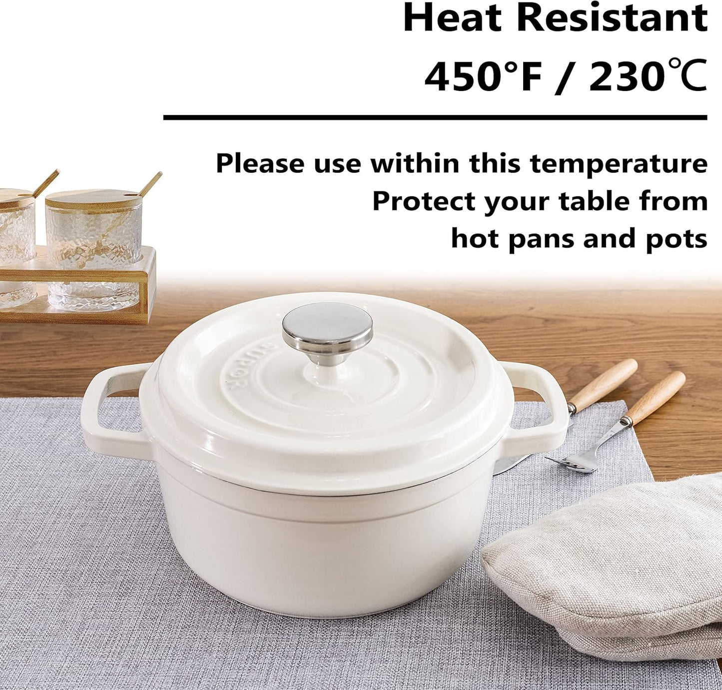 Home Brilliant Cloth Placemats Set of 8 Heat Resistant Washable Plate Mats Placemats for Parties Buffet Dinner Coasters Party Dinner Decor, 13 x 19 inches, Light Grey