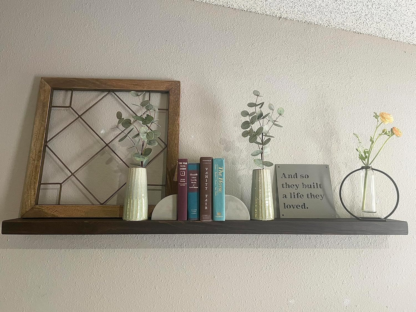 joelsantiques - 48 Inch Wooden Floating Shelves for Wall - 48x6x2 in - Made of Natural Wood - Long Heavy Duty Rustic Wall Shelves for Bedroom - Perfect for Living Room, Kitchen - Mocha